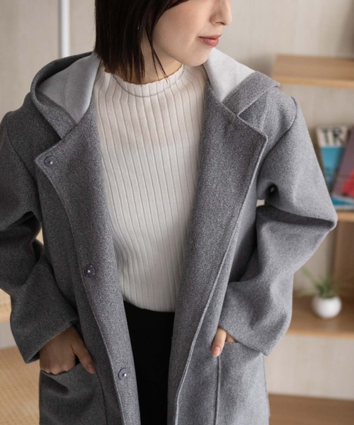 NAVY コート アウター 「nAvy」フードロングコート アウター