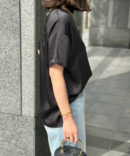 ブラウス シャツ バックサテンヘムブラウス レディース Whim Gazette ブラウス シャツ バックサテンブラウス レディース