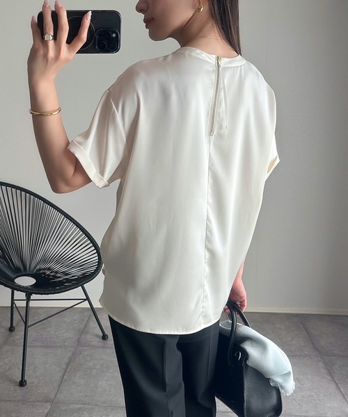 ブラウス シャツ バックサテンヘムブラウス レディース Whim Gazette ブラウス シャツ バックサテンブラウス レディース