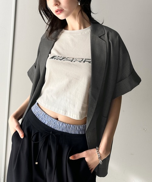 ★masaoppa❤️チェック柄テーラードジャケット　リネン麻・シルク絹混 miniministore テーラードジャケット チェック柄春秋冬