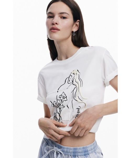 tシャツ アーティーラインアート フェミニンTシャツ レディース