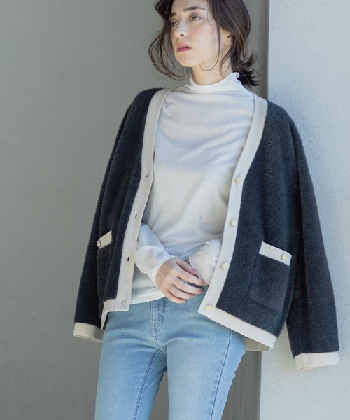 OPAQUE.CLIP（オペークドットクリップ） カーディガン フェザーヤーン