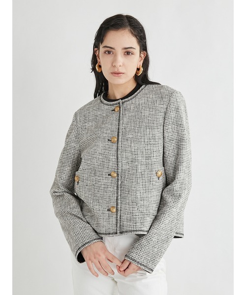 今季完売！Mila Owen ノーカラージャケット サイズ0 Mila Owen（ミラオーウェン） ノーカラージャケット 0 ベージュ