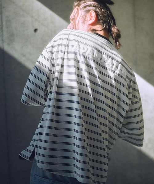 tシャツ ADAMPATEK/rounded border short sleeve T/プリント入りラウンドボーダーTシャツ/AP2514011 レ ADAM PATEK tシャツ ADAMPATEK/rounded border short sleeve T