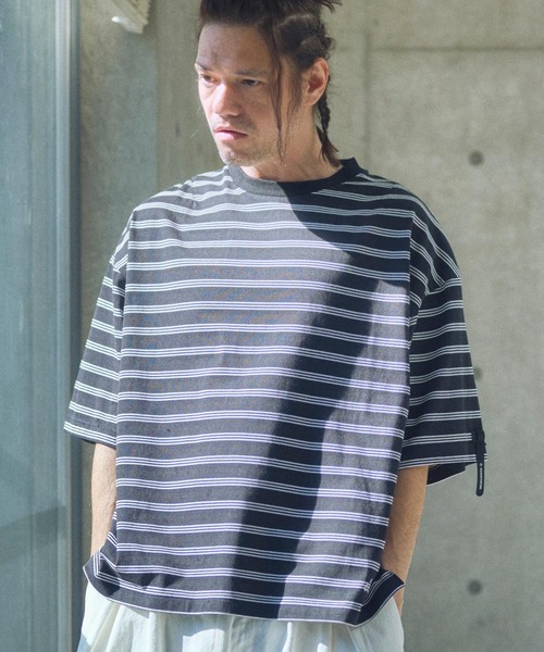 tシャツ ADAMPATEK/rounded border short sleeve T/プリント入りラウンドボーダーTシャツ/AP2514011 レ ADAM PATEK tシャツ ADAMPATEK/rounded border short sleeve T
