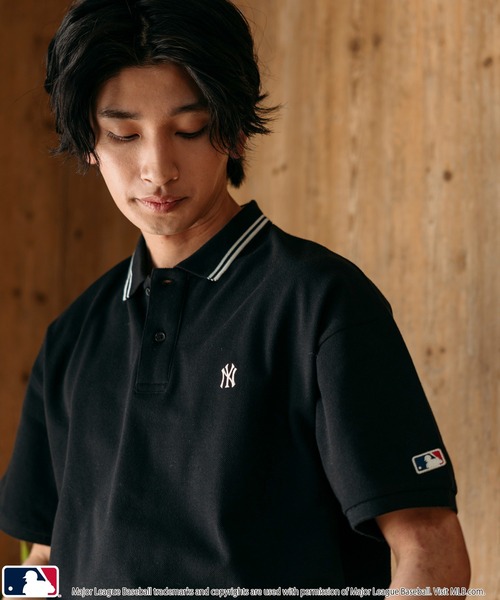 MLB ポロシャツ MLB/メジャーリーグベースボール 別注 鹿の子 ライン