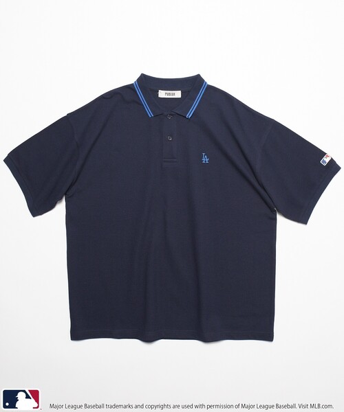 MLB ポロシャツ MLB/メジャーリーグベースボール 別注 鹿の子 ライン