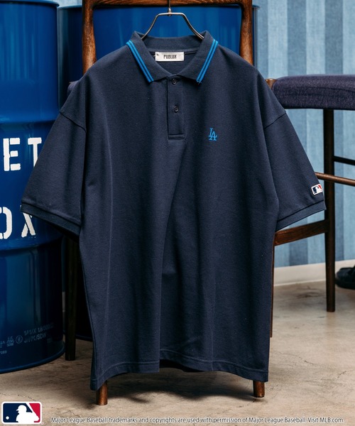MLB ポロシャツ MLB/メジャーリーグベースボール 別注 鹿の子 ライン