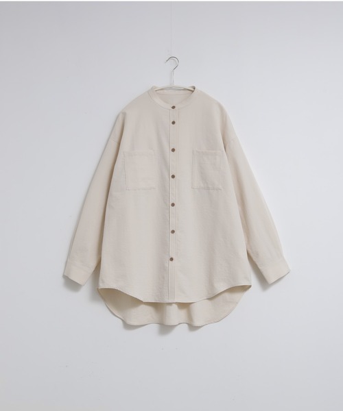 ブラウス シャツ 速乾ルーズバンドカラーシャツ「サスティナブル」 レディース for/c ブラウス シャツ 速乾ルーズバンドカラーシャツ