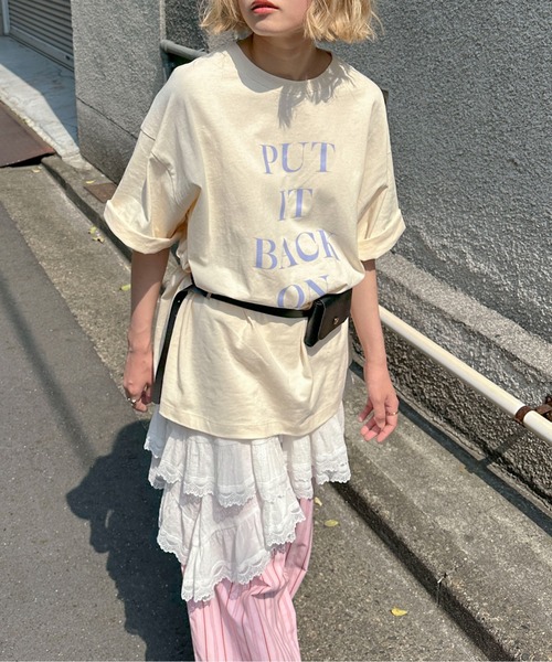 PILIT tシャツ ロゴ チュニック tee レディース メンズ