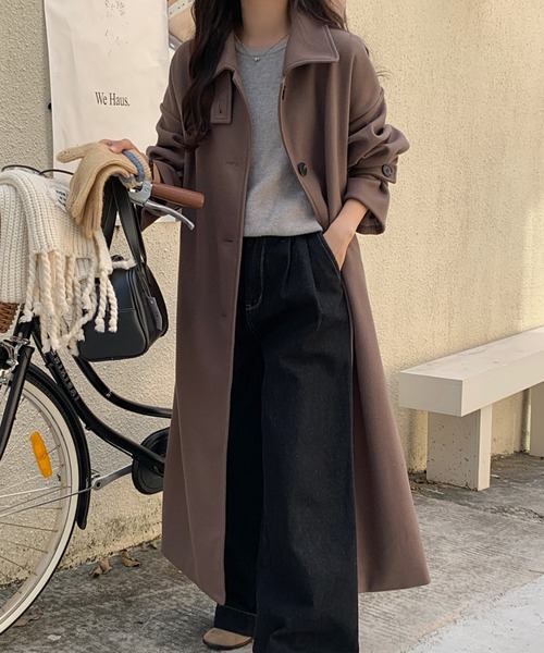 「ABITOKYO」 ステンカラーコート M モカ レディース_画像3