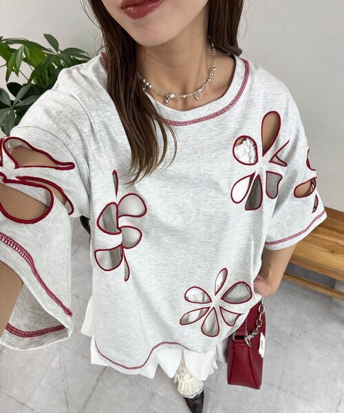 tシャツ 「HELLO.SANFRANCISCO/ハローサンフランシスコ」フラワーカットアウトビッグTEE レディース HELLO.SANFRANCISCO tシャツ 「HELLO.SANFRANCISCO/ハロー