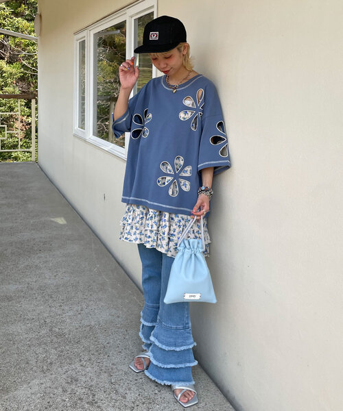 tシャツ 「HELLO.SANFRANCISCO/ハローサンフランシスコ」フラワーカットアウトビッグTEE レディース HELLO.SANFRANCISCO tシャツ 「HELLO.SANFRANCISCO/ハロー
