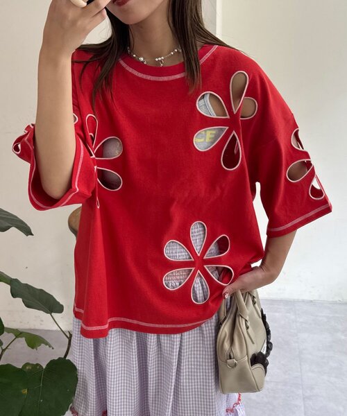 tシャツ 「HELLO.SANFRANCISCO」フラワーカットビッグTEE レディース HELLO.SANFRANCISCO】フラワーカットビッグTEE | CIAOPANIC TYPY
