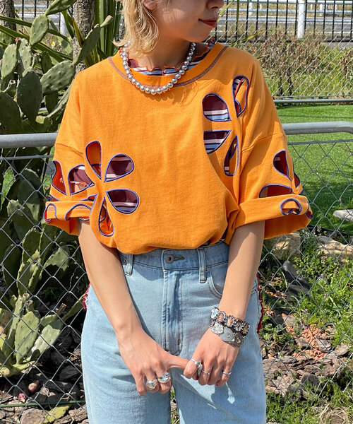 tシャツ 「HELLO.SANFRANCISCO/ハローサンフランシスコ」フラワーカットアウトビッグTEE レディース HELLO.SANFRANCISCO tシャツ 「HELLO.SANFRANCISCO/ハロー