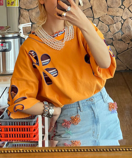 tシャツ 「HELLO.SANFRANCISCO/ハローサンフランシスコ」フラワーカットアウトビッグTEE レディース HELLO.SANFRANCISCO tシャツ 「HELLO.SANFRANCISCO/ハロー