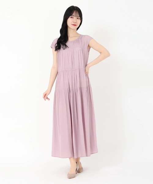 【新品タグ付き】STRAWBERRY-FIELDS シアーサテン ワンピース STRAWBERRY-FIELDS ワンピース パウダーサテン＿パウダーサテン