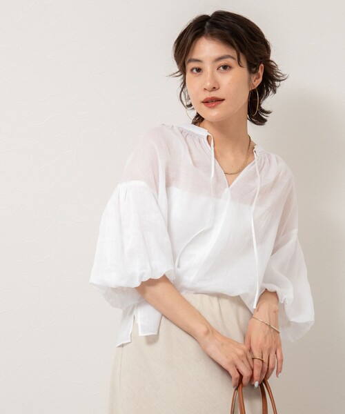 ブラウス シャツ 「WEB限定カラーあり」シアーラミー袖バルーンブラウス レディース NOLLEY'S ブラウス シャツ 「WEB限定カラーあり」シアーラミー袖