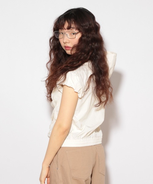 Heather（ヘザー） ブラウス シャツ 半袖 HOLiC ギャザーZIPシャツ