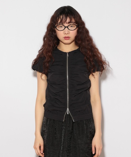 Heather（ヘザー） ブラウス シャツ HOLiC ギャザーZIPシャツ 497248
