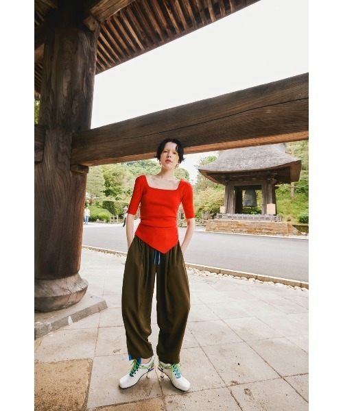 OMMO（オーエムエムオー） ニット セーター ASYMME TUCK HALF SLEEVE