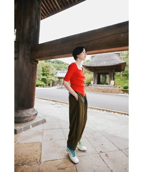 OMMO（オーエムエムオー） ニット セーター ASYMME TUCK HALF SLEEVE