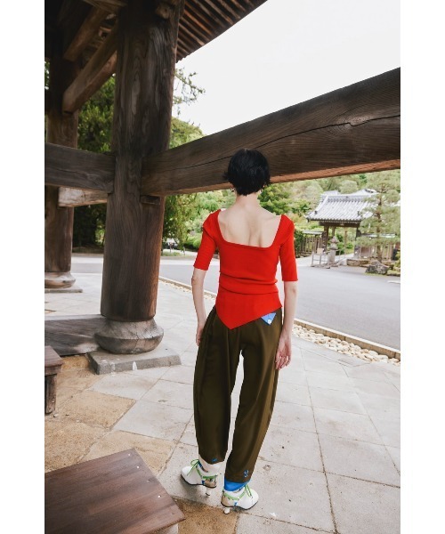 OMMO（オーエムエムオー） ニット セーター ASYMME TUCK HALF SLEEVE