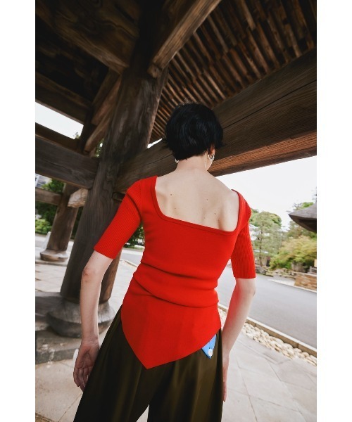 OMMO（オーエムエムオー） ニット セーター ASYMME TUCK HALF SLEEVE