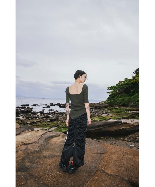OMMO（オーエムエムオー） ニット セーター ASYMME TUCK HALF SLEEVE