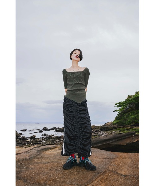 OMMO（オーエムエムオー） ニット セーター ASYMME TUCK HALF SLEEVE