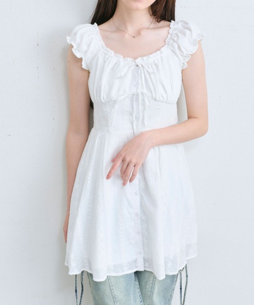 Olive des Olive リボンミニワンピース サックスブルー OLIVE des ワンピース リボンミニワンピース : ZOZOTOWN Yahoo