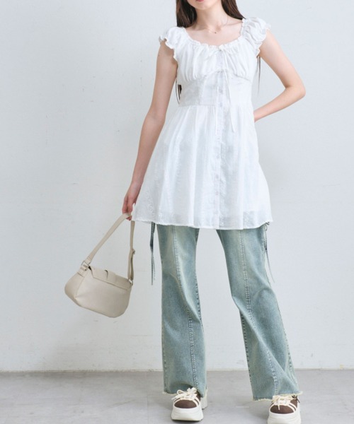 Olive des Olive リボンミニワンピース サックスブルー OLIVE des ワンピース リボンミニワンピース : ZOZOTOWN Yahoo