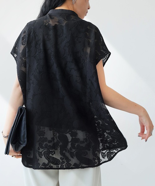 「antiqua」 「patterntorso」ノースリーブブラウス ONESIZE ブラック レディース