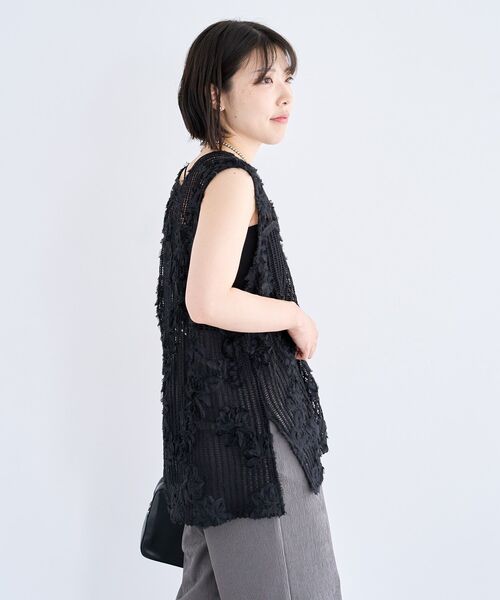 Green Parks ベスト ジレ テープ刺繍レースベスト レディース