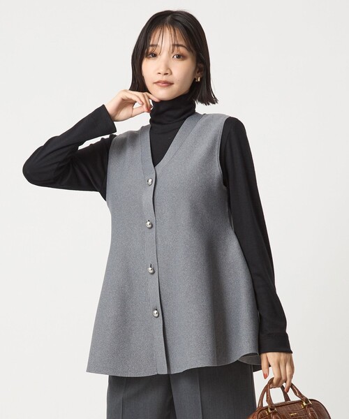 ベスト ジレ ペプラム ジレ ニット プルオーバー -ウォッシャブル- レディース