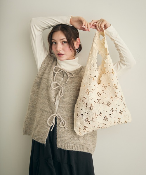 Lunea トートバッグ フラワーレーストートバッグ レディース