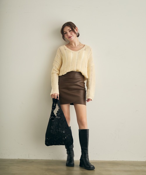 Lunea トートバッグ フラワーレーストートバッグ レディース