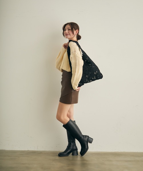 Lunea トートバッグ フラワーレーストートバッグ レディース