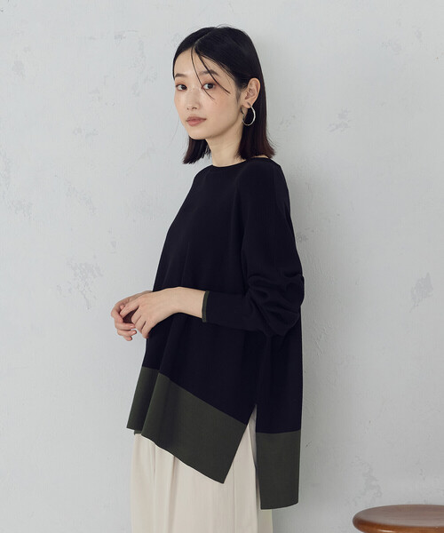 COMME CA ISM（コムサイズム） ニット セーター バイカラー クルー