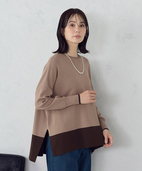 COMME CA ISM（コムサイズム） ニット セーター バイカラー クルー