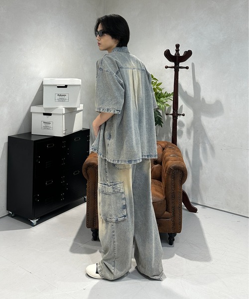 「sedacle」 加工デニムパンツ MEDIUM ライトブルー メンズ