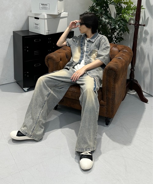 「sedacle」 加工デニムパンツ MEDIUM ライトブルー メンズ