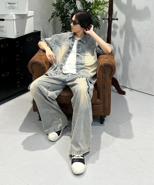 「sedacle」 加工デニムパンツ MEDIUM ライトブルー メンズ