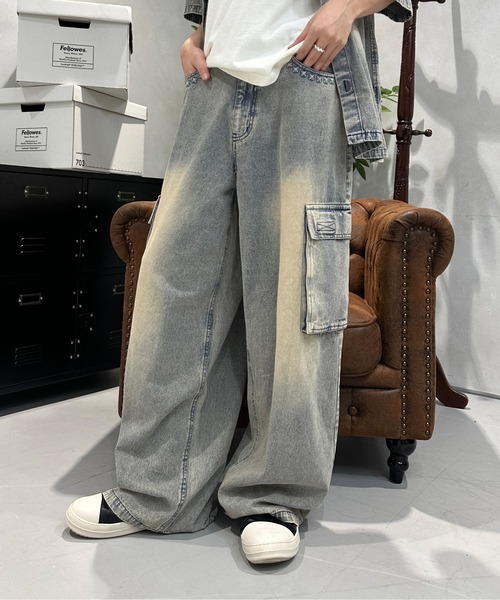 「sedacle」 加工デニムパンツ MEDIUM ライトブルー メンズ