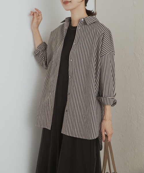 URBAN RESEARCH DOORS ブラウス シャツ ストライプオーバー