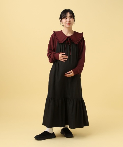上品♡上半身ゴム仕様♡マタニティ　妊婦・褥婦さんにも♡ ロングワンピース LEPSIM（レプシィム） マタニティ 「産前・産後対応」マタニティ