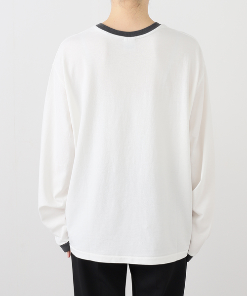 STAND ALONE / スタンドアローン | 2023AW | LAYERED SHIRT ダメージ加工 レイヤード Tシャツ | F | ブラック / ホワイト | レディース AP STUDIO tシャツ 「StandAlone/スタンド アローン」STA PRINTED