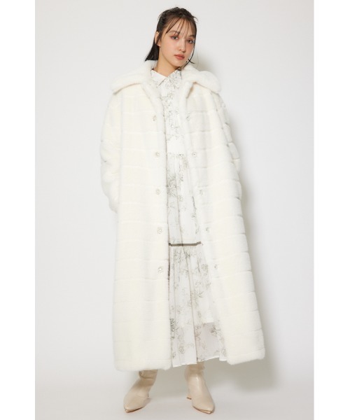 rienda ムートンコート ボアコート ニュアンスラインフェイクファー