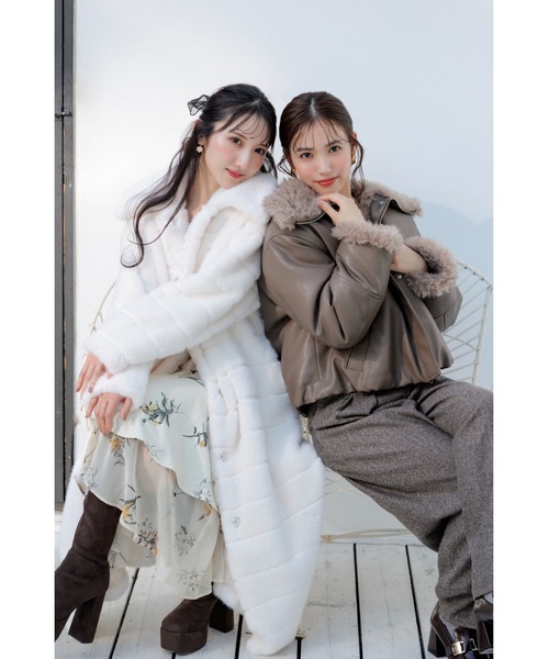 rienda（リエンダ） ムートンコート ボアコート ニュアンスライン