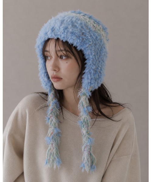 耳あてニット帽 ニット帽 ニットキャップ 「HIKA」耳あて付きボーダーニットCAP
